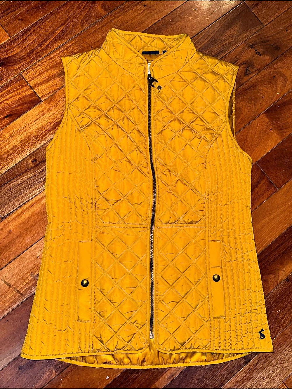 Joules Minx Diamond Quilted Gilet Yellow Mustard Medium